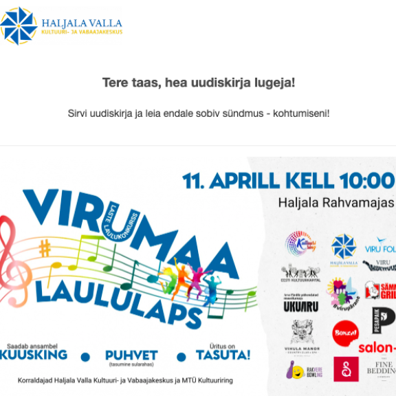 Ilmunud on aprillikuu uudiskiri